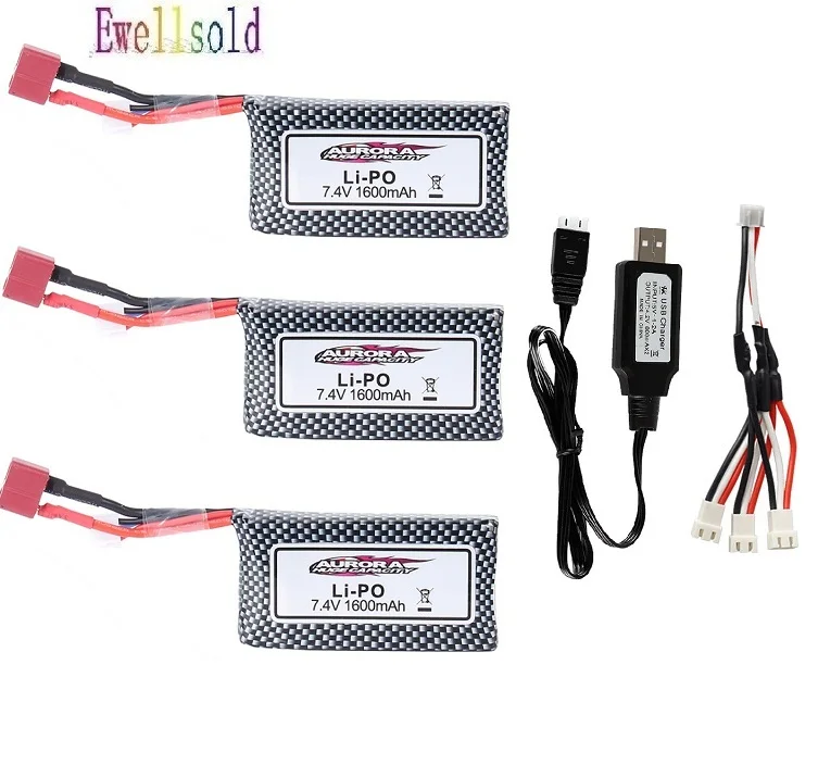 Ewellselling 7 4 v 1600mah литий-полимерная батарея для XINLEHONG 9125 дистанционное управление Rc