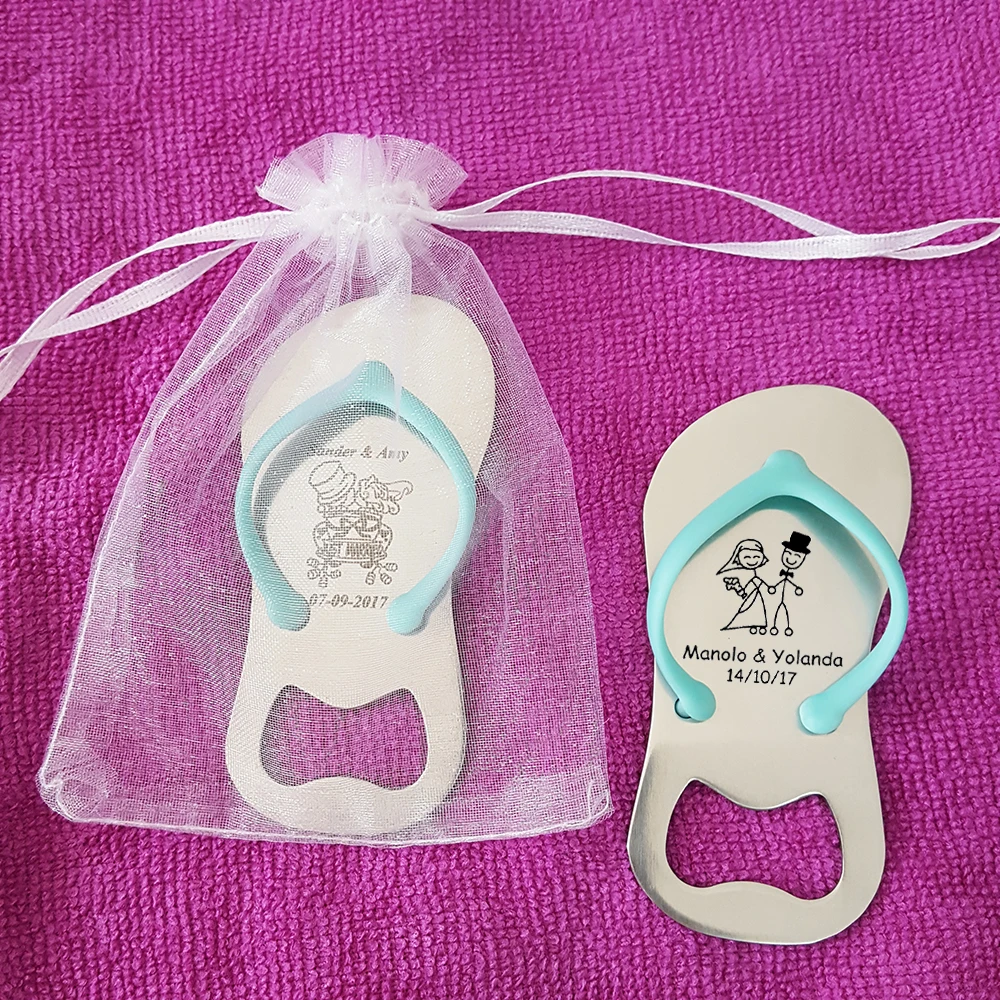 20pcs Custom Engraved Sandal Flip Flop Shaped Bottle Opener