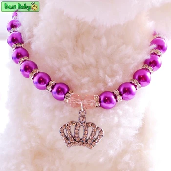 

Puppy Pet Necklace For Dogs Rhinestone Crown Heart Chihuahua Poodle Cat Puppies Breed Small Animals Jewelry Grooming Accessories