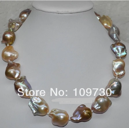 

Jewelry 002538 GORGEOUS! Natural Rainbow Multicolor 19*22mm Baroque kasumi Pearl Necklace