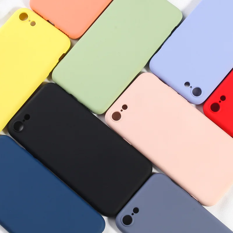 

Full Coverage Silicone Case For iPhone 7 8 Soft TPU Silicone Protector Back Phone Covers For iPhone 6 6s Plus X XR XS MAX Coques