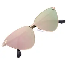 Женские зеркальные очки "кошачий глаз" унисекс в винтажном стиле, металлическая оправа, прозрачные линзы S8007