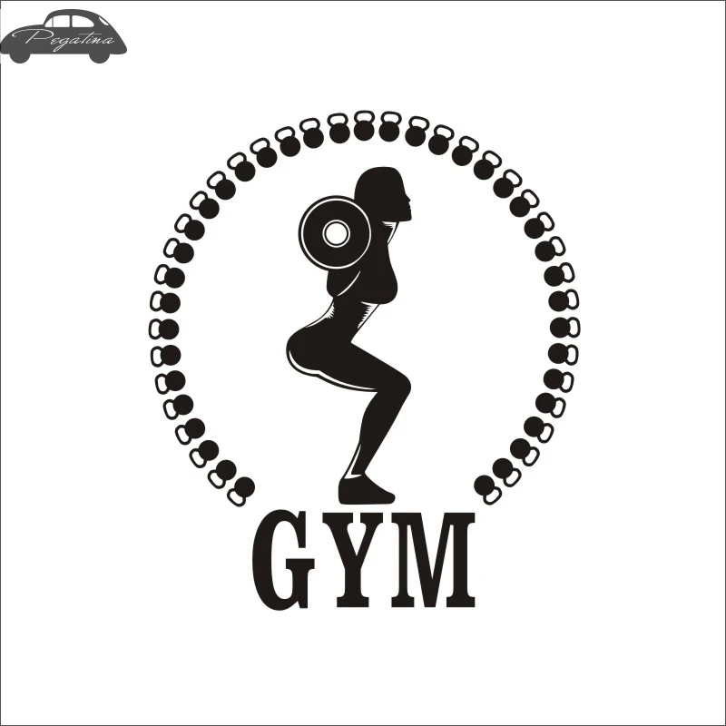 Pegatina Car Gym Sticker Girl Barbell Fitness Decal Body building Posters Vinyl Wall Decalin