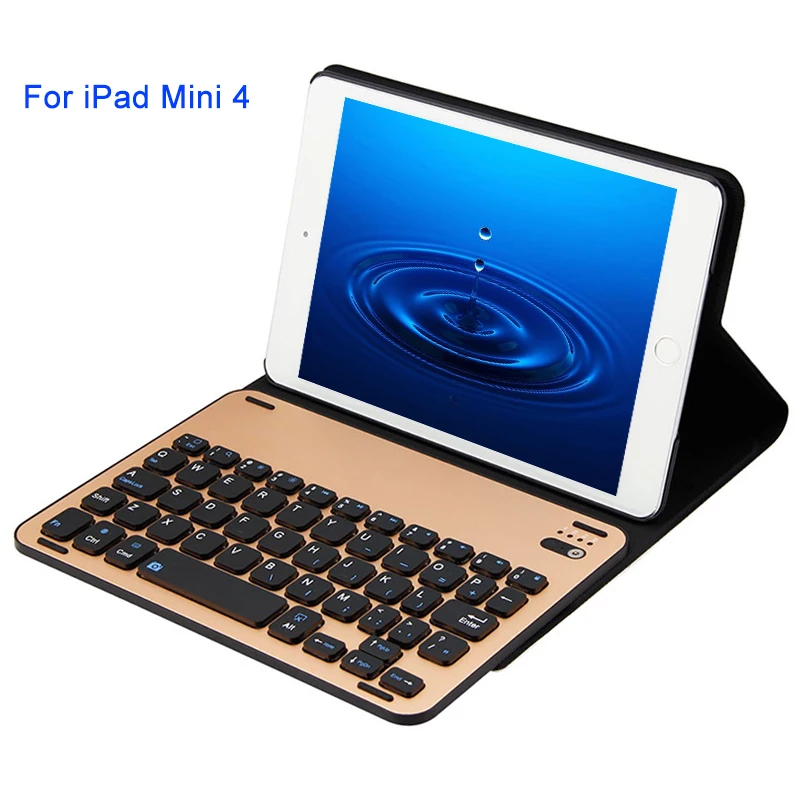 

Aluminium Alloy Wireless Bluetooth Keyboard For iPad Mini 4 Case Slim Combo 7.9 Inch Leather Case Cover With Tablet PC