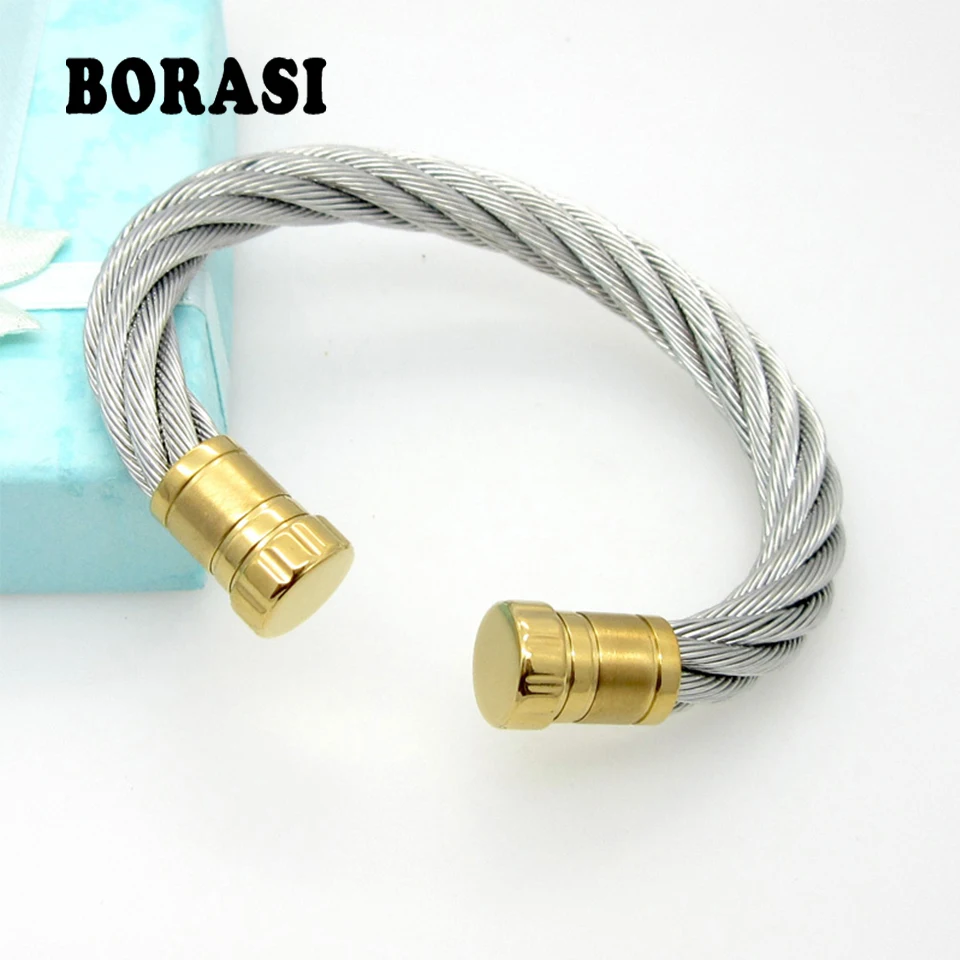 

New Arrival Body Jewelry Personalized Steel Wire Twist Open Silver Wild Cuff Bracelet Bangle