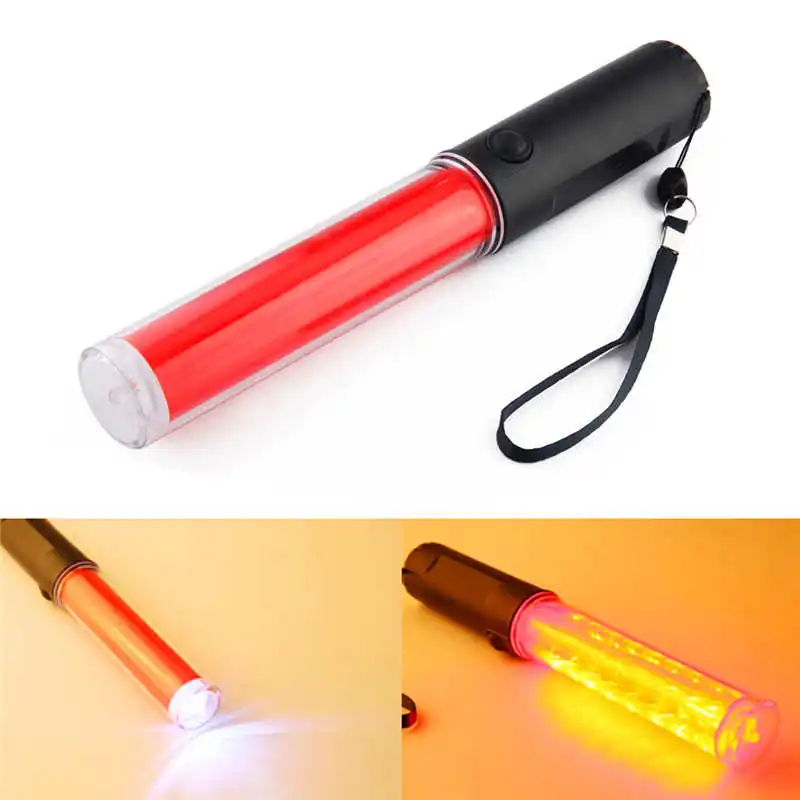 Traffic Safety 4 Modes Traffic Baton Light Fluorescent Sticks powerful led flashlight linterna frontal,use AA battery #3S25 (10)