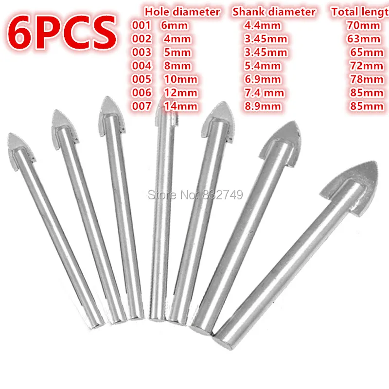 

6pcs 4/5/6/8/10/12/14mm Triangle Drill Bit Metalworking Drilling Tools Hard Alloy Drills Free Shipping
