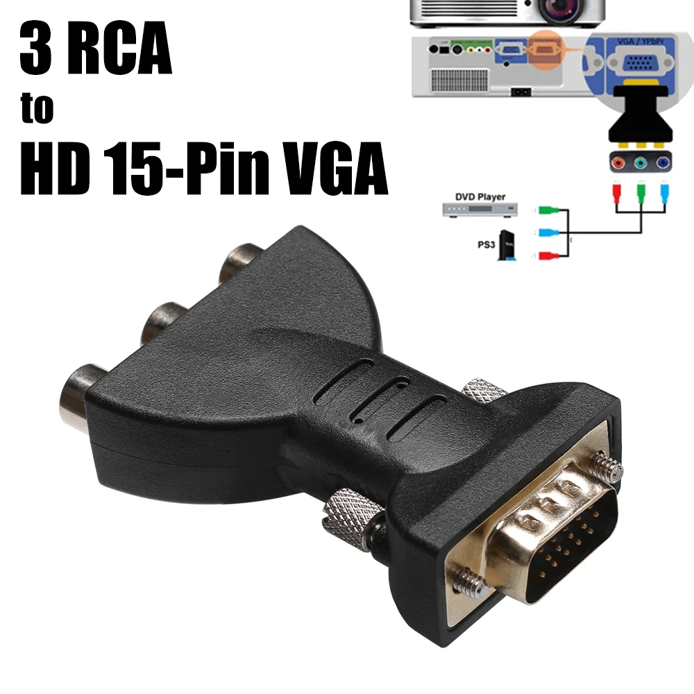 1 шт. RCA VGA коннектор конвертер 3 RGB видео Женский в HD 15 контактный стиль