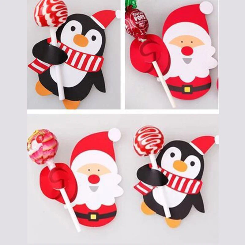 50pcs Christmas Santa Penguin Lollipop Stick Candy Paper DIY Party Decorations 50pcs Christmas Santa Penguin Lollipop Stick Candy Paper DIY Party Decorations