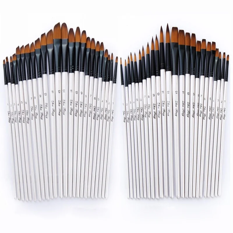 Goedkoop 12 stks Kunstenaar Fijn Nylon Haar Houten Handvat Penseel Pen Art Craft Aquarel Acryl Olieverf Tekening Levert