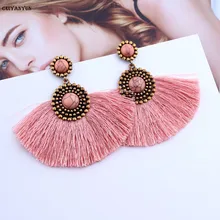 CUIYANYUN colorful tassel dangle earrings for women2019 fashion jewelry drop earrings wedding gifts hyperbole party geometric colorful enamel green tassel dangle earrings