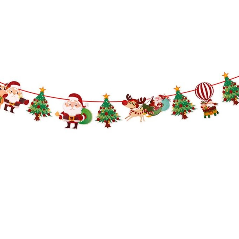 Рождественский флаг, струнная ткань, войлок, висячая гирлянда, баннер, гирлянда, вечерние декор с флагами, день рождения, украшения для детей