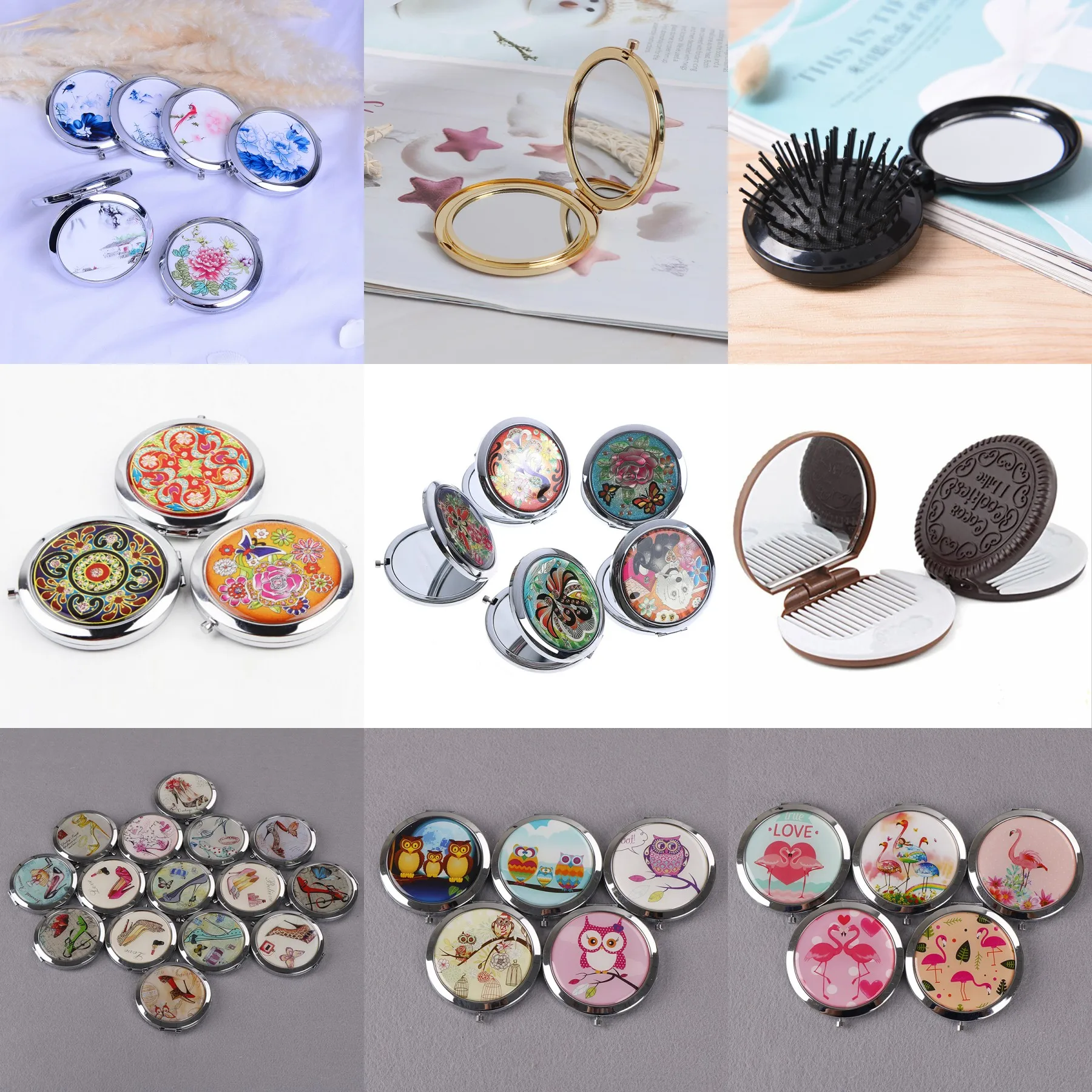 

Portable Double Sides Folding Mirrors Foldable Woman Cosmetic Mini Beauty Magnifying Mirror Pocket Metal Makeup Compact Mirror