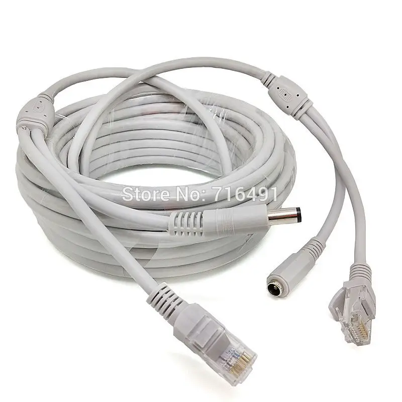 

CAT5/CAT-5e CCTV network Lan Cable 131ft/40M Ethernet Cable RJ45+DC Power For nvr Network Video Recorder system IP Camera Gray