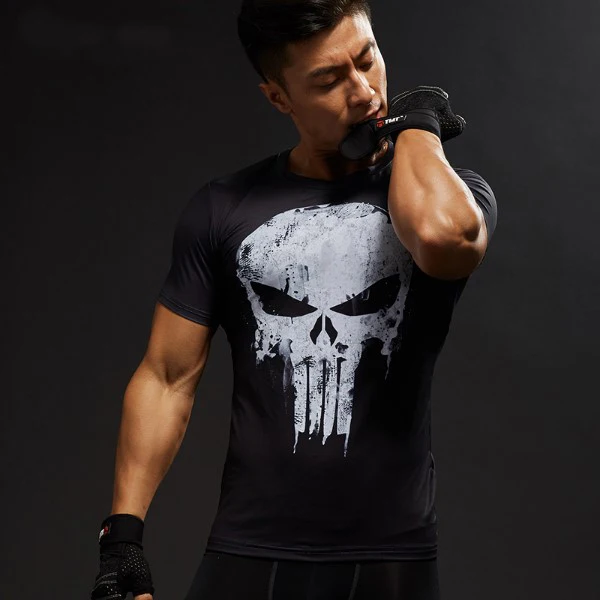 Short Sleeve 3D T Shirt Men T-Shirt Male Crossfit Tee Captain America Superman tshirt Men Fitness Compression Shirt Punisher MMA 2