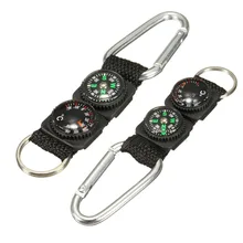 3 in 1 Mini Multifunction Hiking Travel Compass Thermometer Carabiner Key Ring Camping First Aid Kits Safety Survival Tools