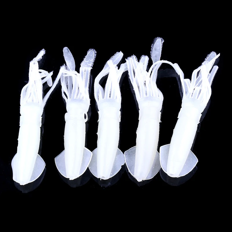 8g10cm 5Pcs Squid Jigs Silicone Fishing Lure Soft Baits Fishing Tackle Set Artificial Bait Sea Octopus Squid Skirt Luminous Lure
