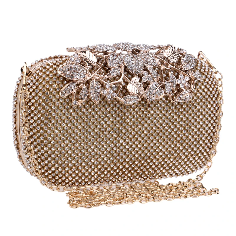 Yingmi Fashion Women Evening Bag Metal Diamonds Day Clutch Silver Black Gold Chain Shoulder Small Handbags For Wedding Party