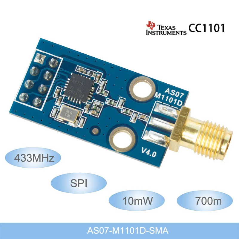 Беспроводной радиочастотный модуль 433 МГц SPI CC1101 10 мВт 700 м SMD передатчик и