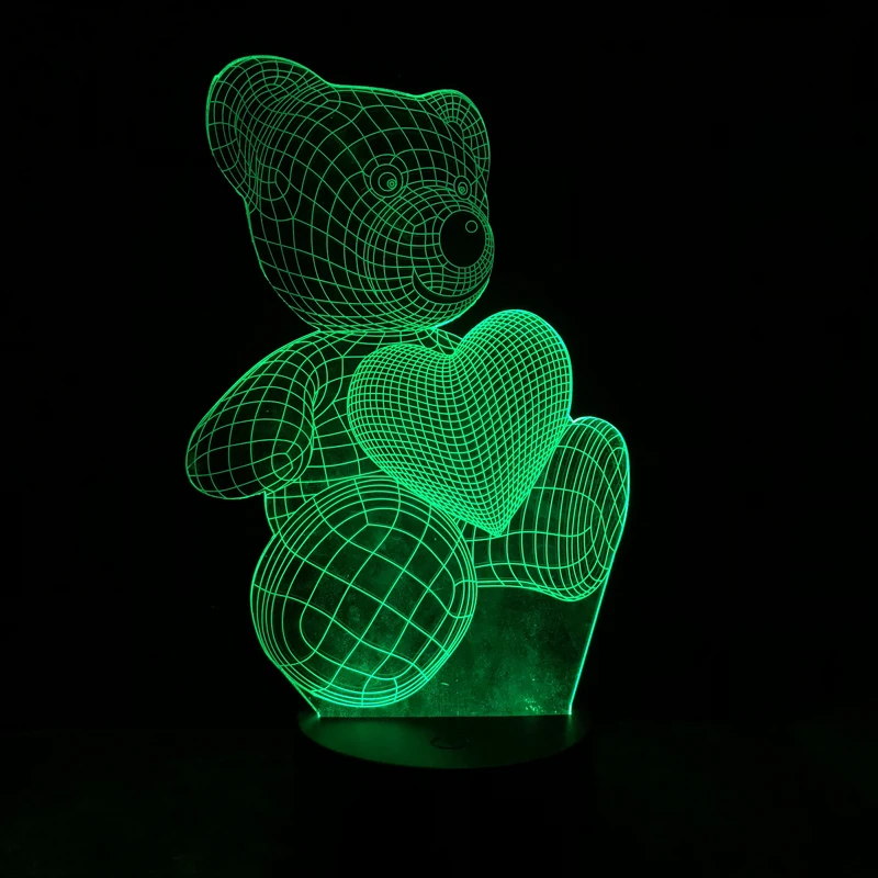 3D светодиодный медведь светится в темноте игрушки я люблю тебя, милый медведь 7 цветов изменить день Святого Валентина Спальня Dector игрушки