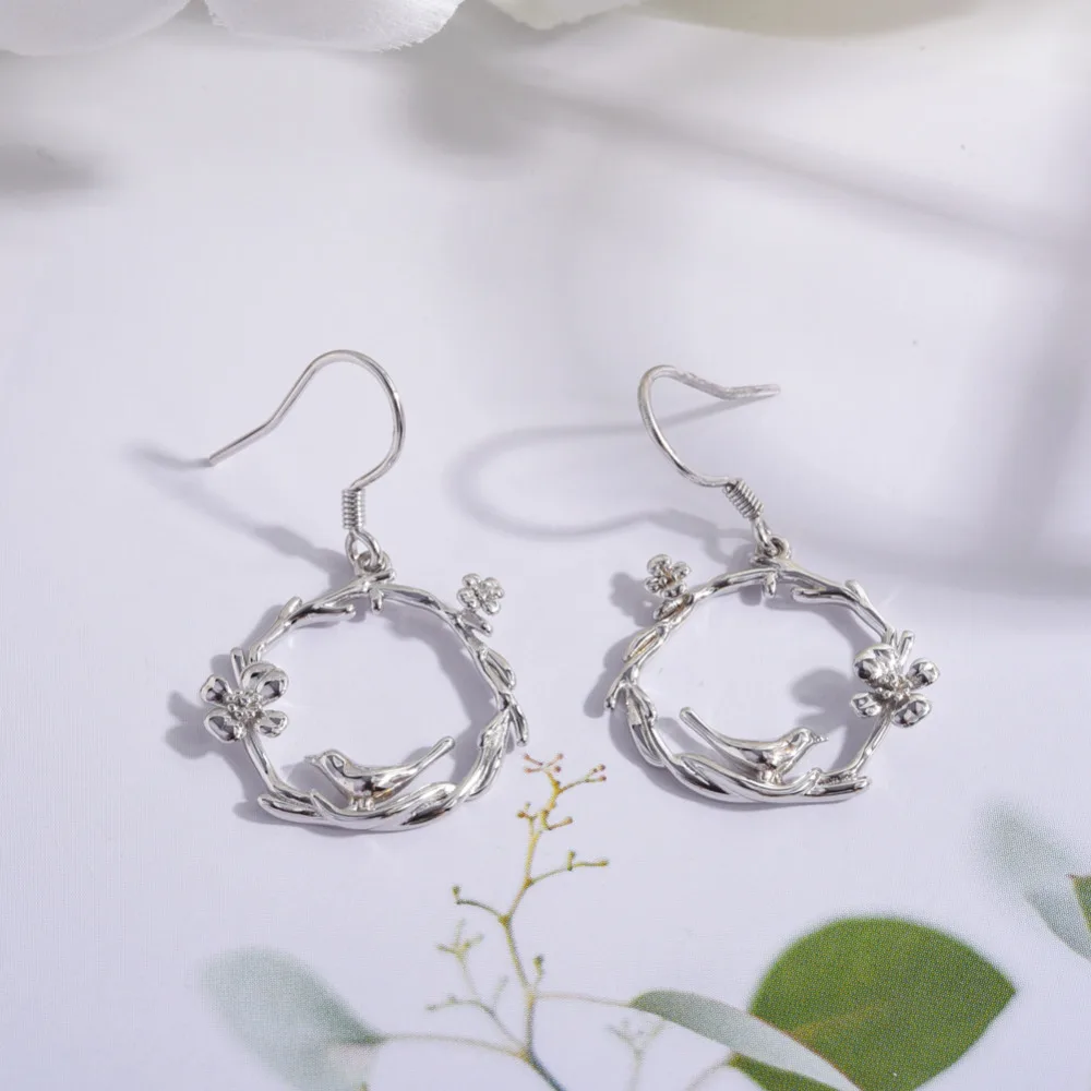 

TGNEL 925 Sterling Silver Drop Earrings Fine Jewelry for Women 2018 New Natural Creative Lovely Bird Wedding Party Brincos