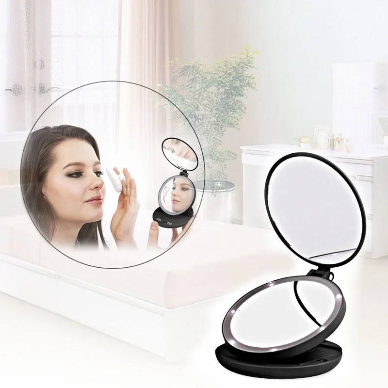 biutee portable travel handheld magnifying led makeup hand held light up mirror