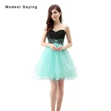 2017 Nuevos Vestidos de Cóctel de Encaje Girls Short Homecoming Prom Vestidos de Menta Verde y Negro Vestidos de Coctel Del Partido vestidos de coctel