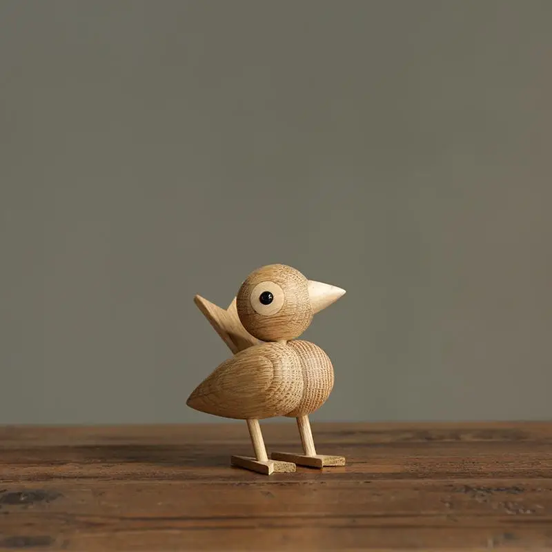 Дания скандинавском стиле дерево Воробей птица украшения американский кукольный деревянный игровая комната кабинет настольные аксессуары - Цвет: oak