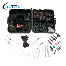 155 шт. коробка для рыболовных снастей новые Карповые весы предохранительные зажимы крючки Вертлюги для волос 6 мм Резиновые бусины термоусадочные трубки спиральные рукава