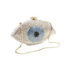 Роскошная вечерняя сумка для женщин, сумки через плечо со сглаза и кристаллами, клатч, женская сумка-мессенджер, вечерние сумки