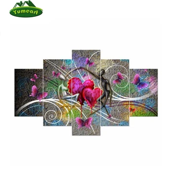

Diamond Abstract Oil Painting on Canvas Cross Stitch Diamond Embroidery Full Diamond Mosaic Needlework Heart Butterfly 5pcs/set