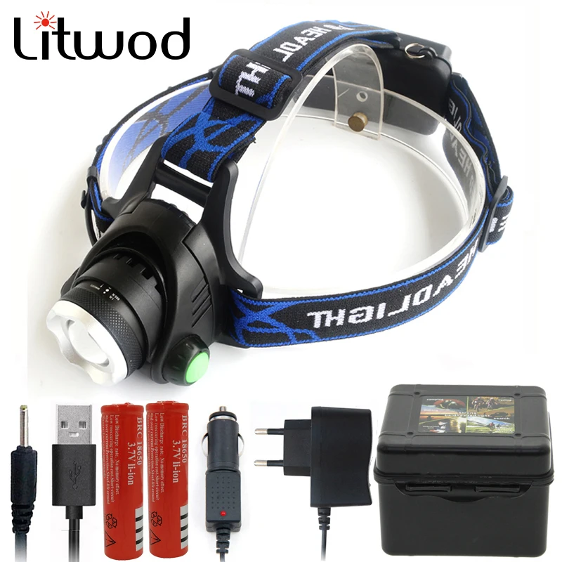 Litwod Z90S568D 10000LM LED V6 налобный фонарь XM L2 U3 L T6 Zoom светодиодный фонарик Регулируемый
