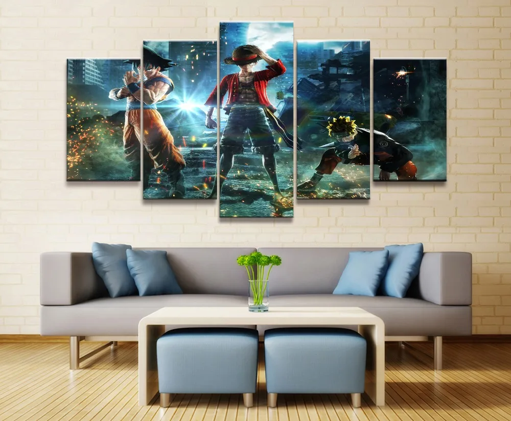 Naruto One Piece Dragon Ball Anime 5 Piece Canvas Wall Art For Living Room Modern Home Decor Hd Print Wall Art Canvas Painting Painting Calligraphy Aliexpress