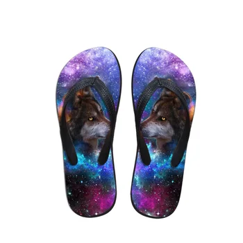 

Customized Galaxy Pattern Men Flip Flops Animal 3D Wolf Pattern Men's Fashion Rubber Slip-on Home Slippers Shoes Men Flip Flops