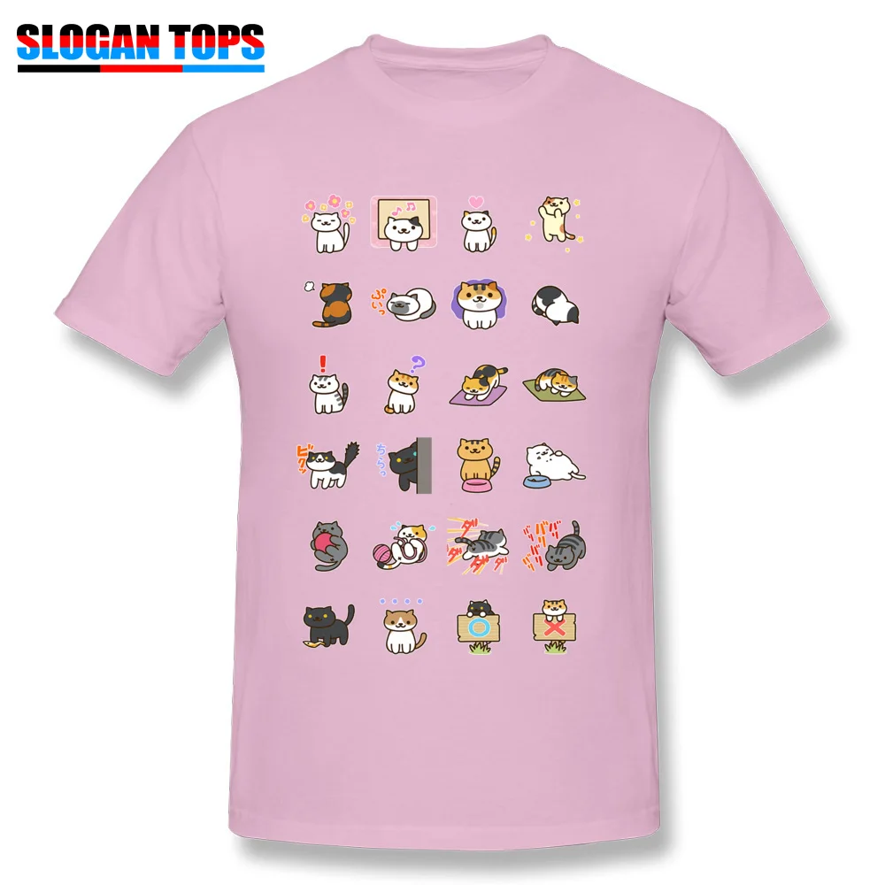Slim Fit neko atsume cat tsum duck O-Neck T Shirts NEW YEAR DAY Tees Short Sleeve for Men 2018 New 100% Cotton Top T-shirts neko atsume cat tsum duck pink