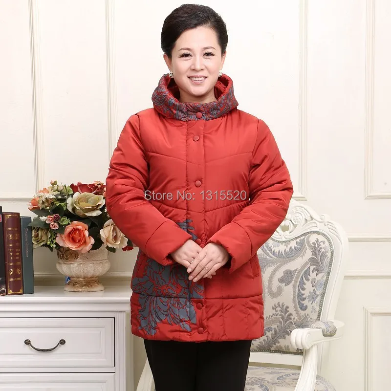 Coats new elderly mother in a long paragraph Printed in older women