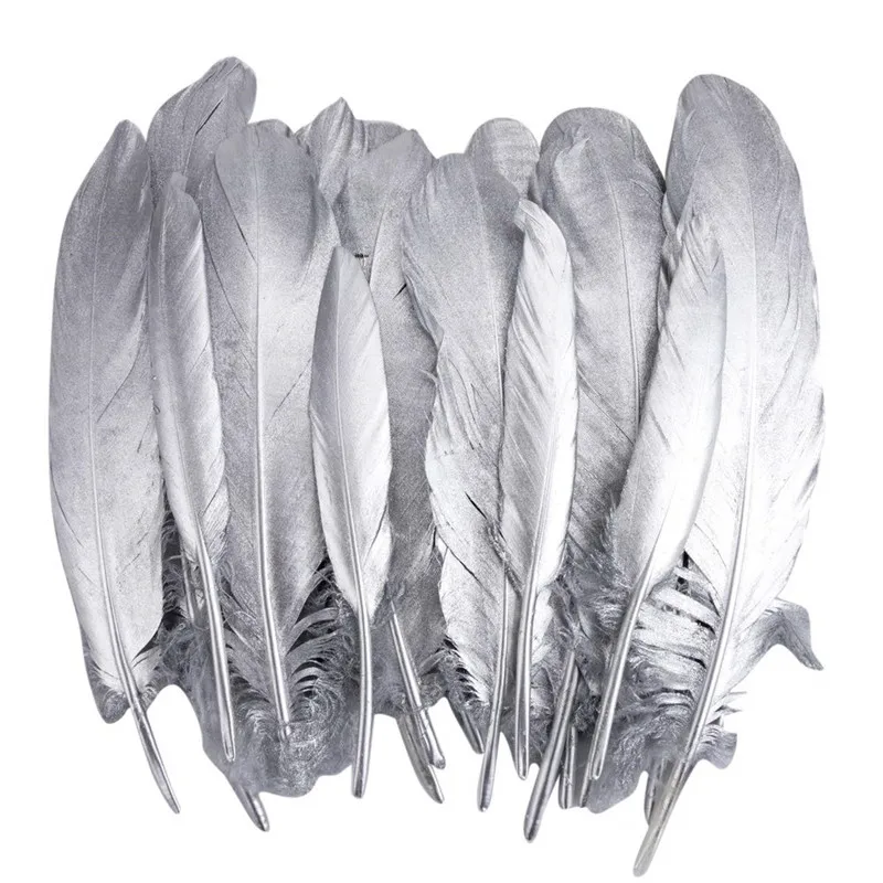 Золото Серебро окунутое гусиное перо утка фазаны перья для рукоделия перья для изготовления ювелирных изделий одежда перья индейки