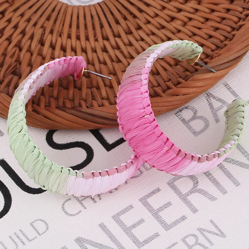  Boho Handmade Raffia Drop Earrings Wedding Jewelry Brand Design Elegant Gifts Multi Color Party Heart Statement Bijoux (13)