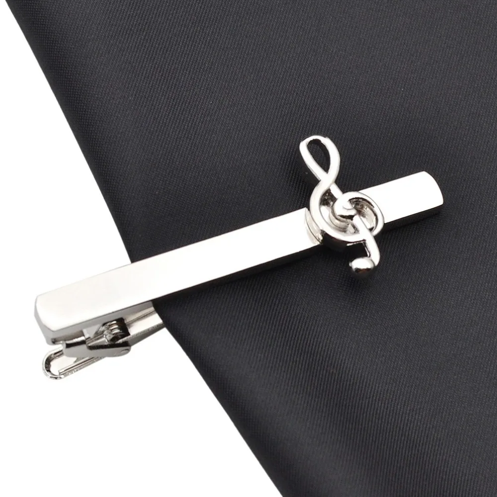 

New Silver Tie Clips for Men Simple Metal Wedding Necktie Musical Note Tie Clasp Clip Gentleman Tie Bar Tie Pin for Mens Gift