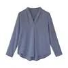 office Lady Chiffon Blouse Shirt Summer Blouse Tops Long Sleeve V Neck Female Blouse 6