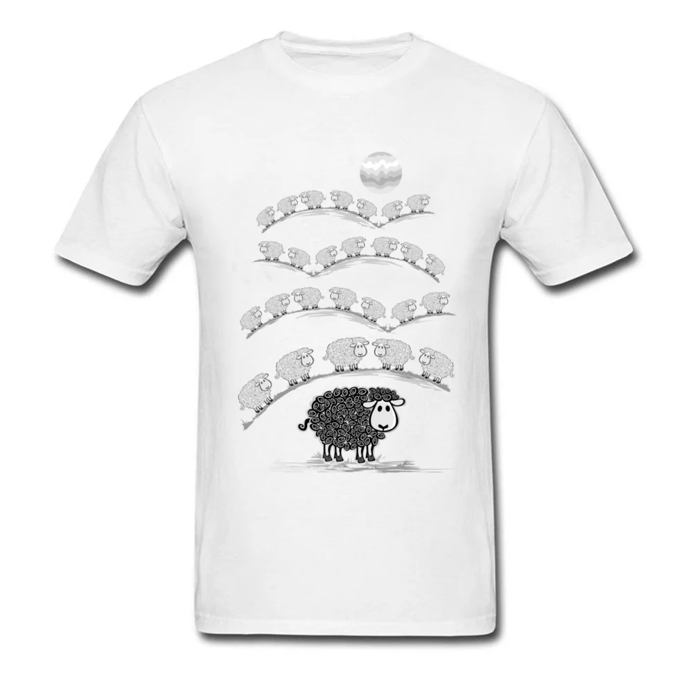 i am black sheep Pure Cotton Funny Tees High Quality Short Sleeve Men's Top T-shirts Print Summer Tee-Shirt O Neck i am black sheep white