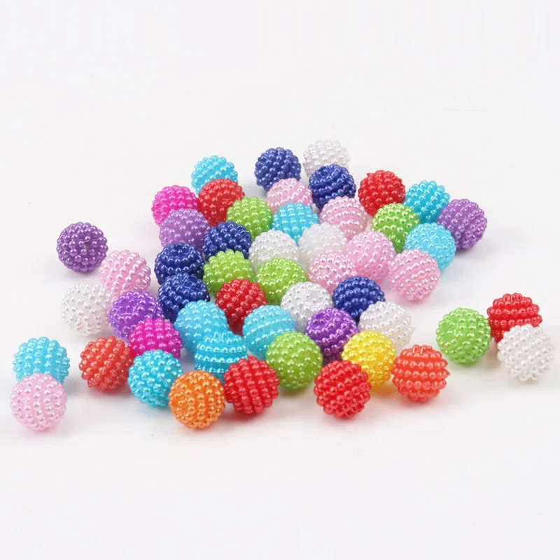 Mixed Colors Pearl Waxberry Ball Shape Round Acrylic Spacer Beads Fit Decoration Jewelry Handmade DIY Accessoies 10mm 14mm