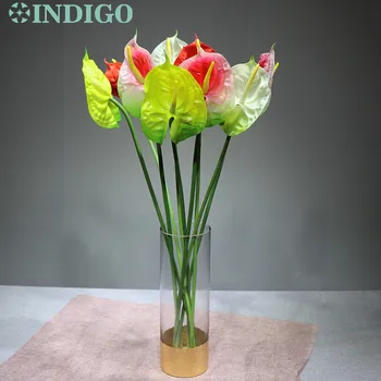 

9pcs/lot Anthurium - PU Real Touch Display Flower Wedding Flower Calla Latex Flower Home Decoration Table Flower Wholesale