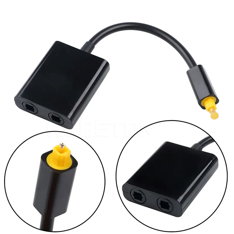 

Digital SPDIF Optical Audio Splitter Adapter 2 Way Toslink Splitter SPDIF Optical Cable Splitter Hub 1 input 2 Output