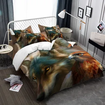 

Animal Wolf Eagle Print Bedding Set 3D Designer Colorful Duvet Cover Set 3pcs Quilt Cover King Queen Pillowcase Soft Bedclothes