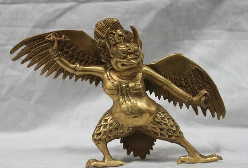 

Tibet Tibetan Buddhist temple Brass Copper Garuda Bird God Buddha Statue a 0518
