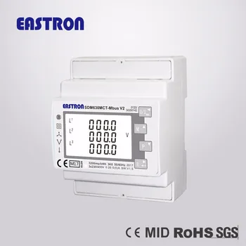 

SDM630MCT-Mbus MID.1A/5A CT, three phase M-bus energy meter LCD and touch buttons, pulse and RS485 Mbus outputs MID Approve