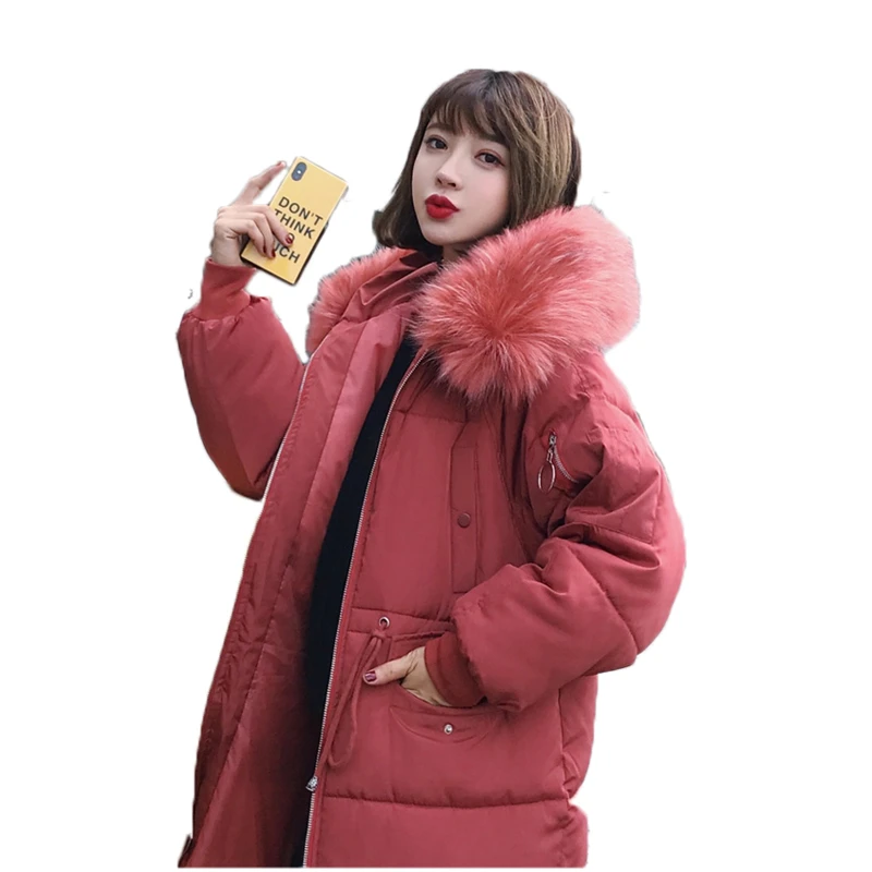 

Loose Women Jackets woman parka Winter 2018 female Jacket Warm winter cotton coat women fur hoodies women's long parkas J997