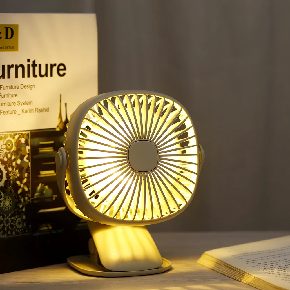 

USB Rechargeable Air Cooling Fan Clip Desk Fan Dual Use Home Student Dormitory Bedside Portable Desktop Office Fan