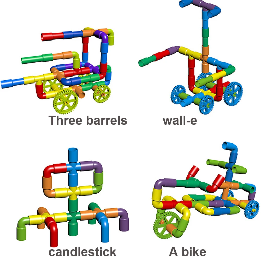 DIY сборка туннель из труб блоки игрушки водопровод строительные блоки+ Автомобильные колеса Строительная модель игрушки для детей подарок